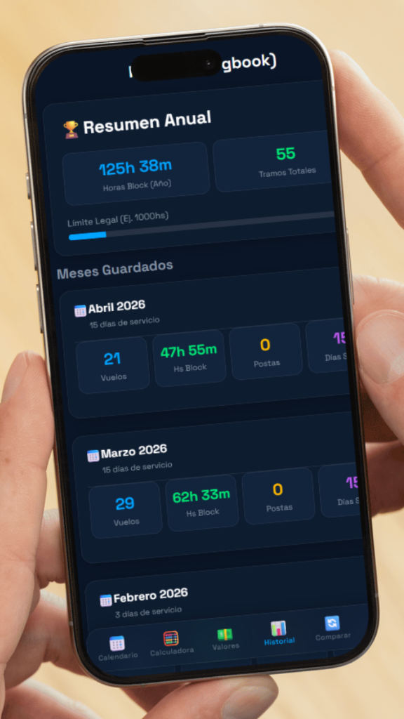 Historial y logbook de vuelos